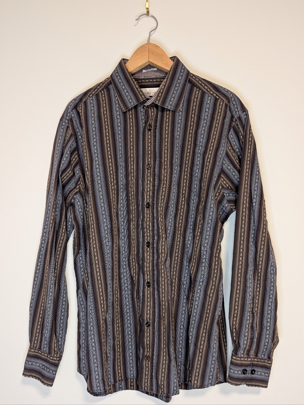 Bugatchi Men's Striped Button-Down Shirt - Gray & Black